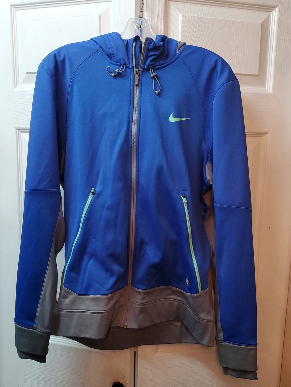 Nike Mens Royal Blue Hooded Zip-Up Jacket with Gray Trim
